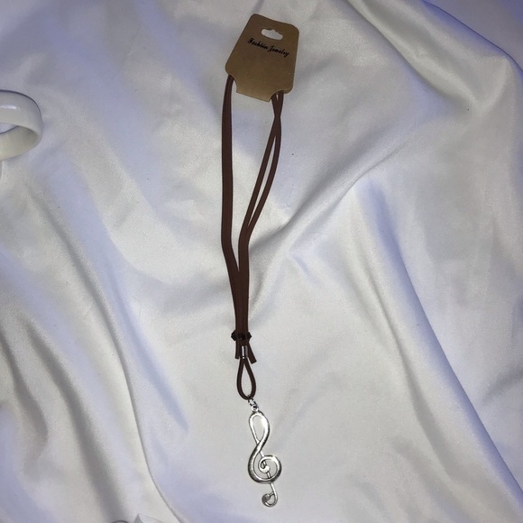 Treble Clef Necklace (Brown) - Picture 2 of 3